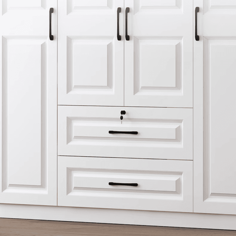 Sleek White Nordic Wooden Detached Almirah with Soft Close Drawers, Doors, and Clothing Rod thumbnail 7