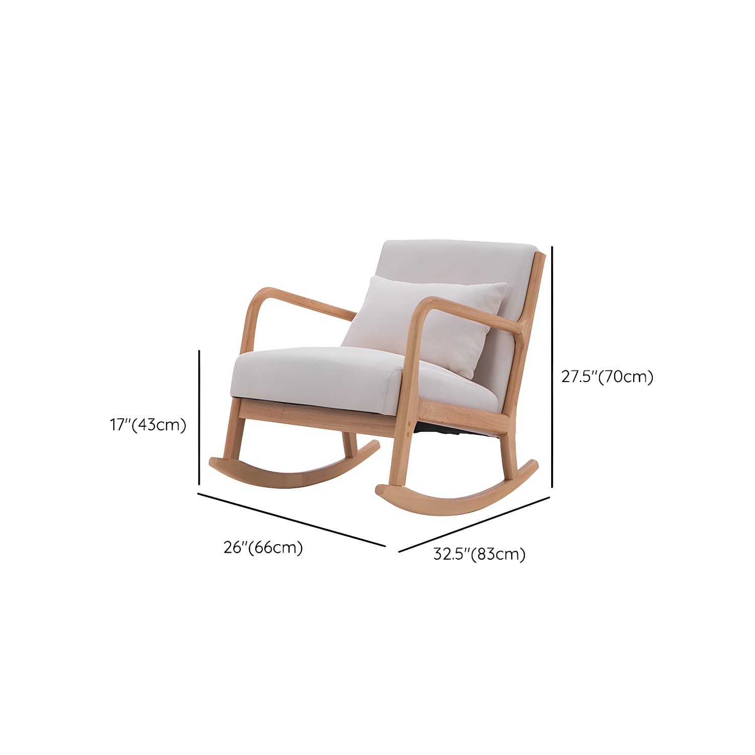 Mid-Century Modern Rocking Accent Chair with Solid Wood Frame and a Pillow thumbnail 21