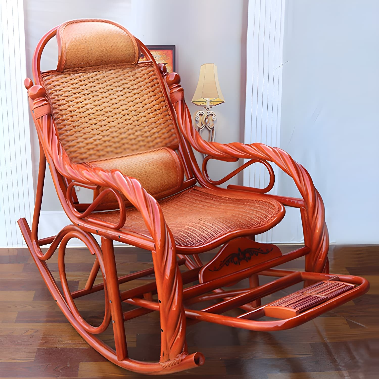Traditional Spindle Rocking Accent Chair Tobacco Finish Rocker Chair Reclining thumbnail 18