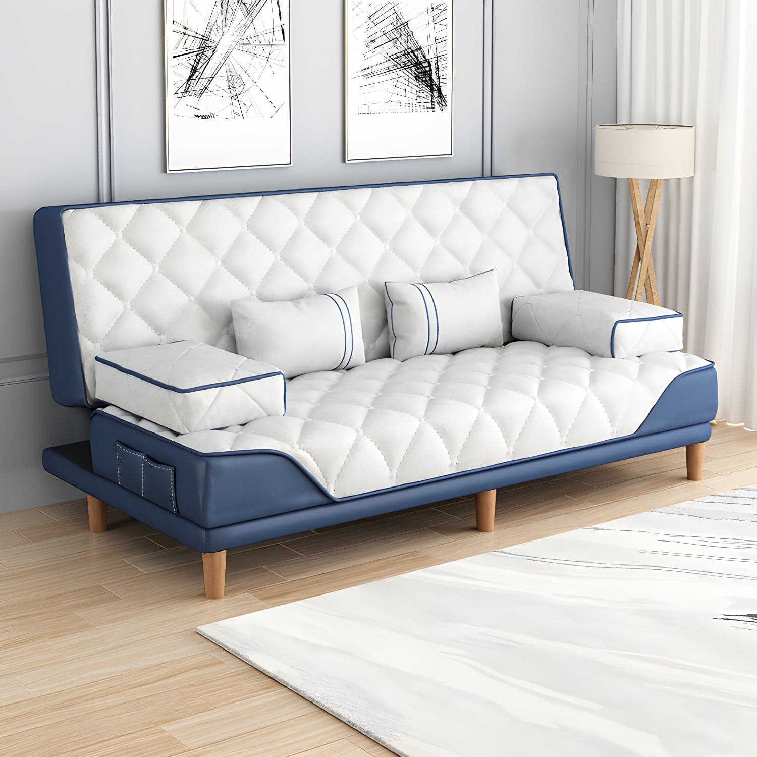 Contemporary Tight Back Convertible Sofa and Chaise with Pillow Top Arm thumbnail 4