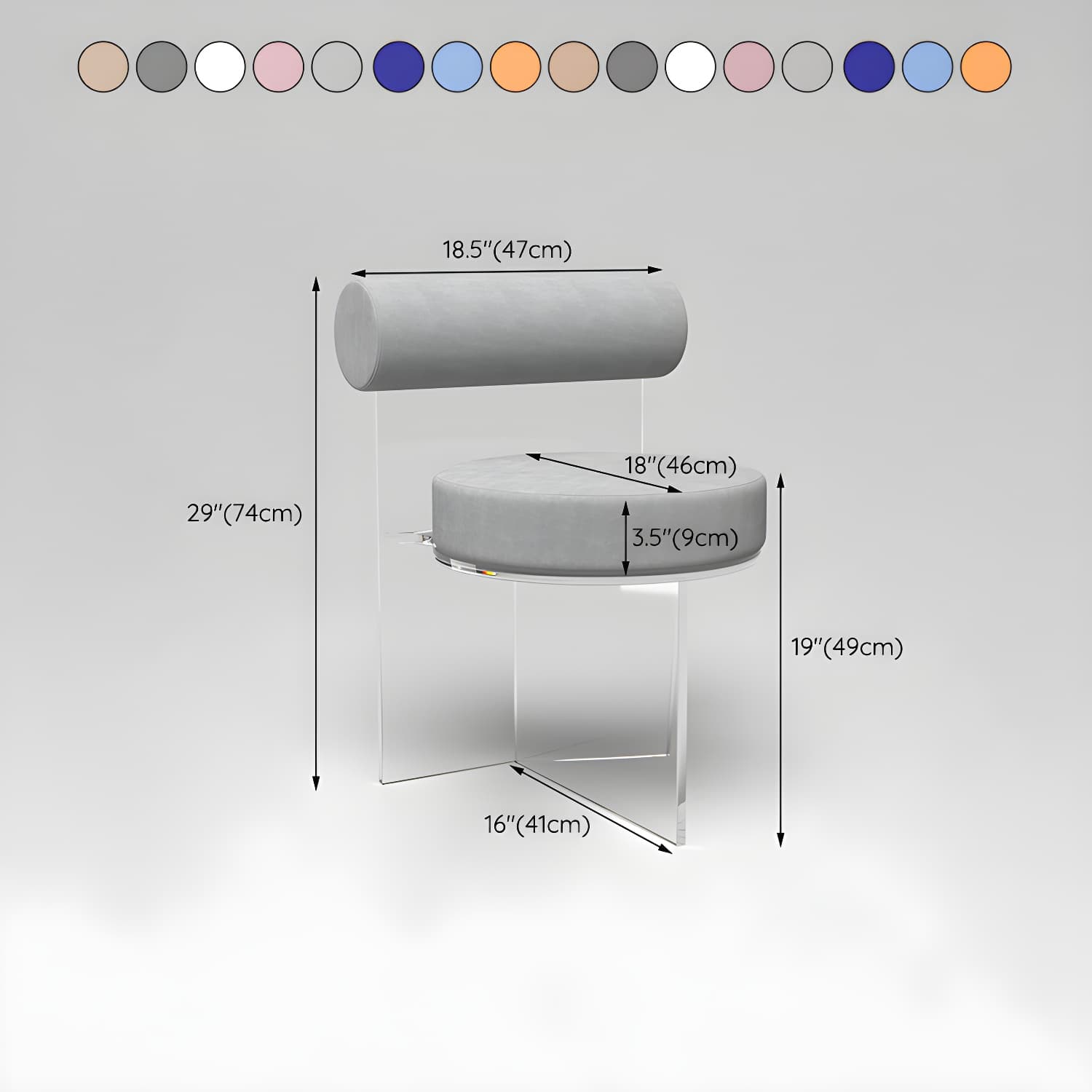 Modern Clear Leg Side Chair with Solid Back and Low Back Heights for Kitchen & Dining thumbnail 23