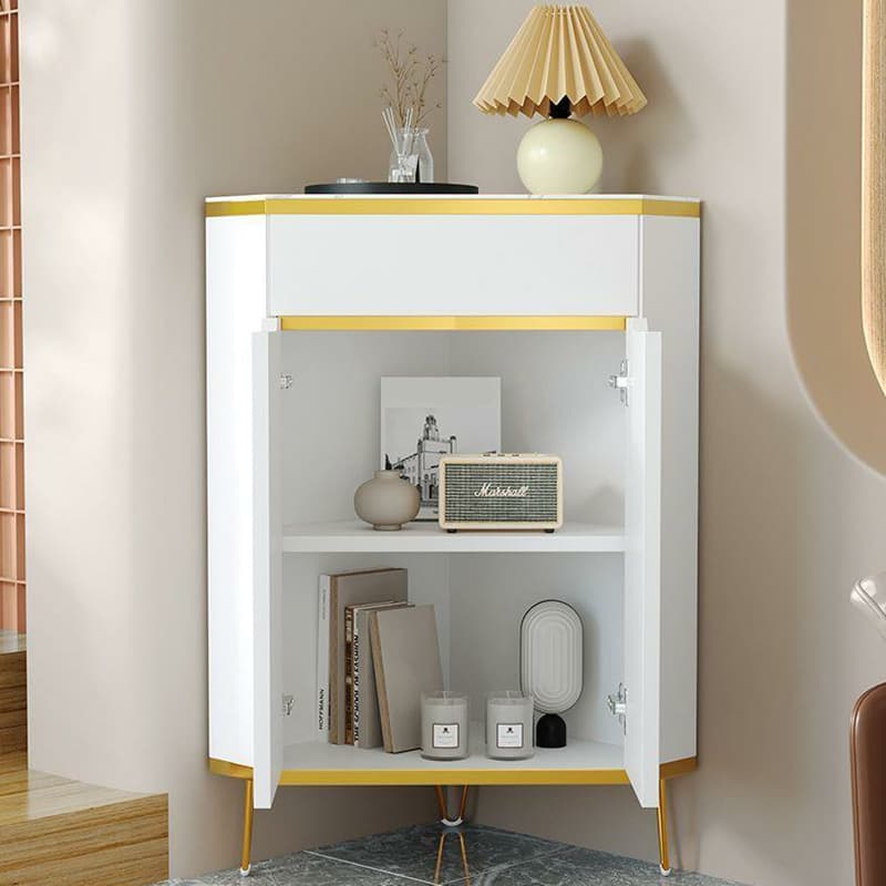 Glam Gold Corner Cabinet with Drawers and Cabinet Included- Scratch resistant & Soft-Close Doors thumbnail 9