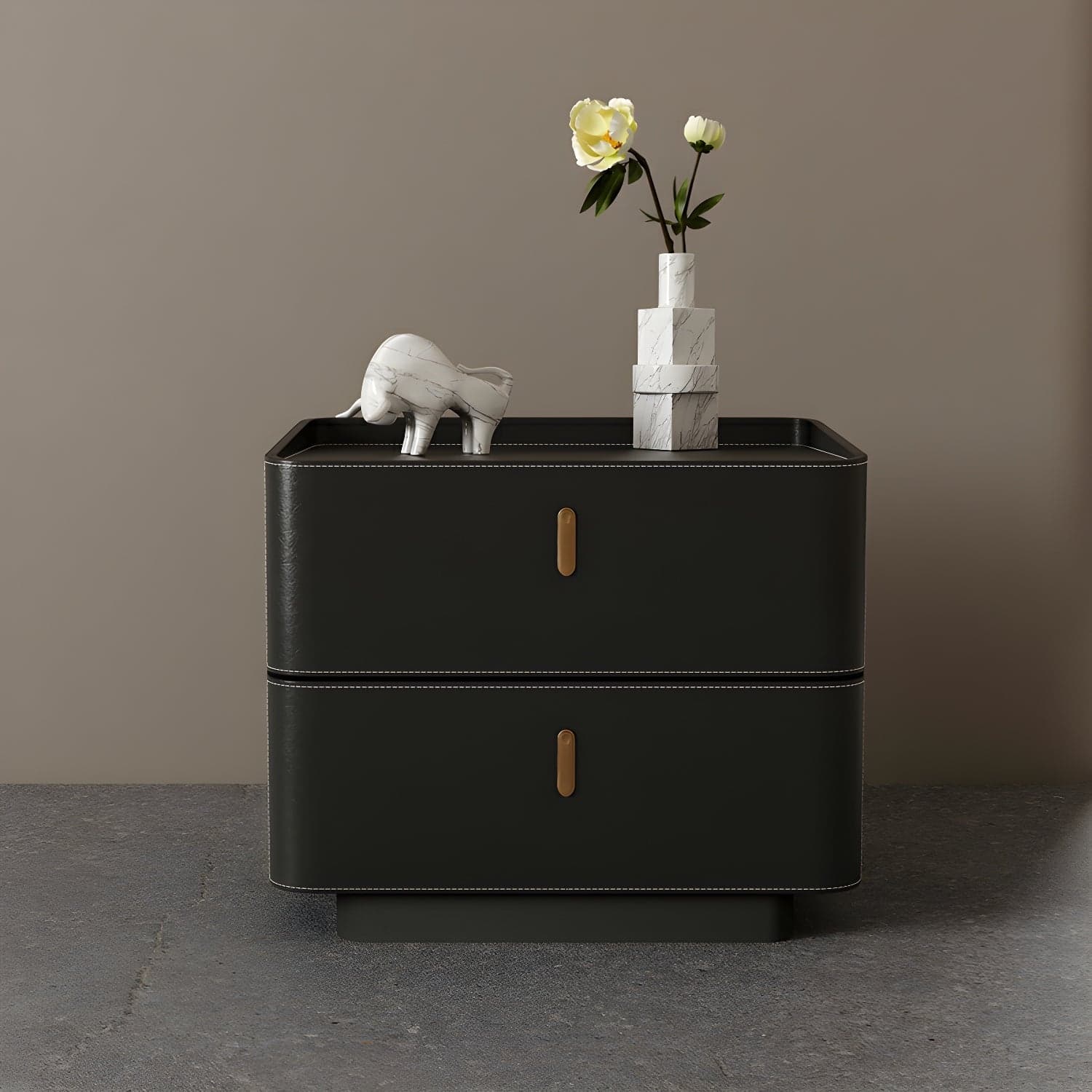 Modern Wood Grain Design Solid Wood Nightstands with Two Drawers thumbnail 1