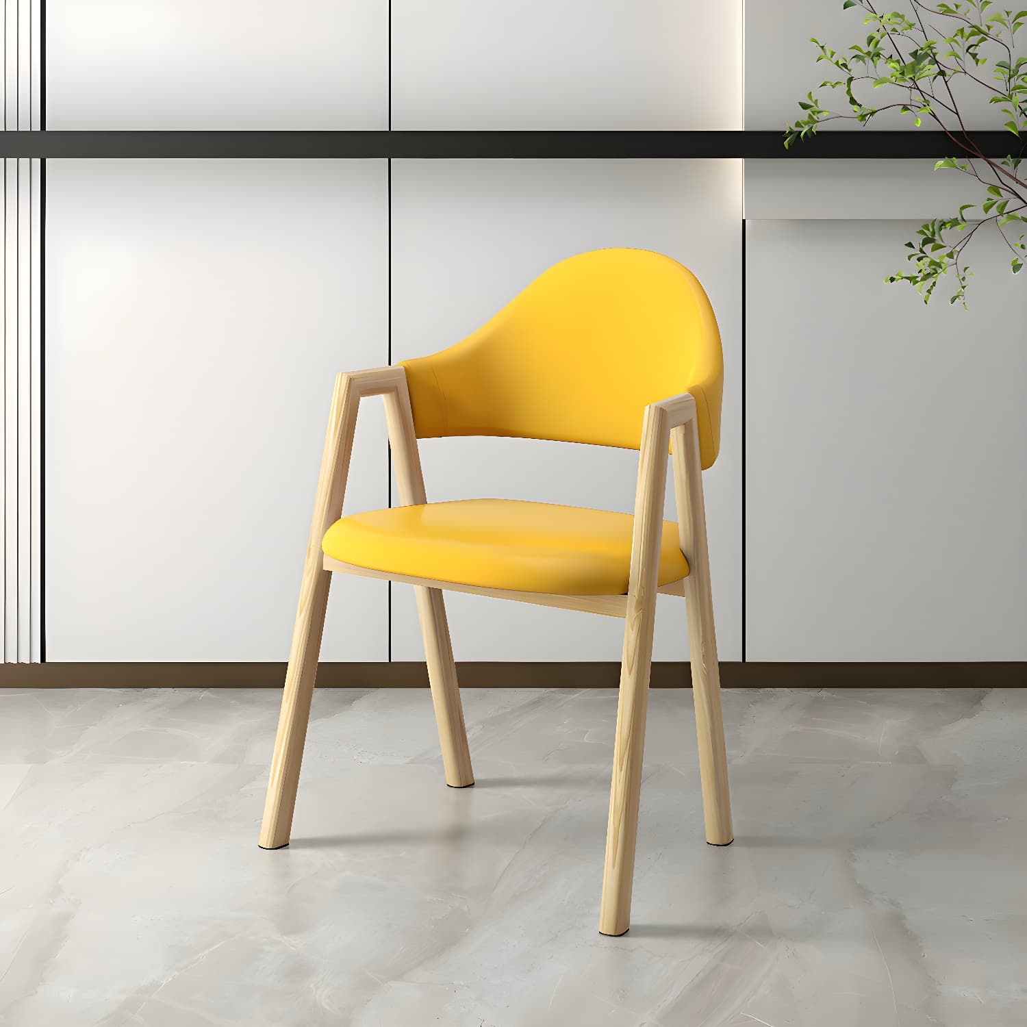 Scandinavian Study Room Metal Arm Chair Colorful Open Dining Chair with Natural Legs thumbnail 18