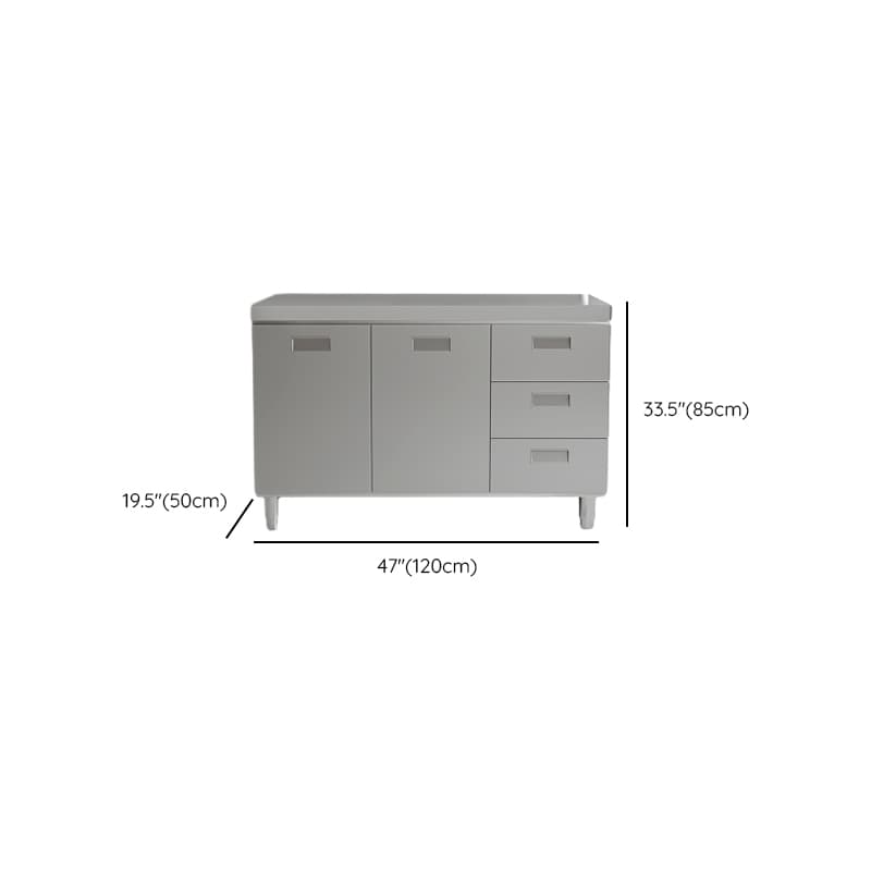 Simple Metallic Alloy Standard/Narrow Buffet Table with 2 Shelves, 4 Doors/3 Doors/2 Doors & Functional Storage Cabinet thumbnail 11