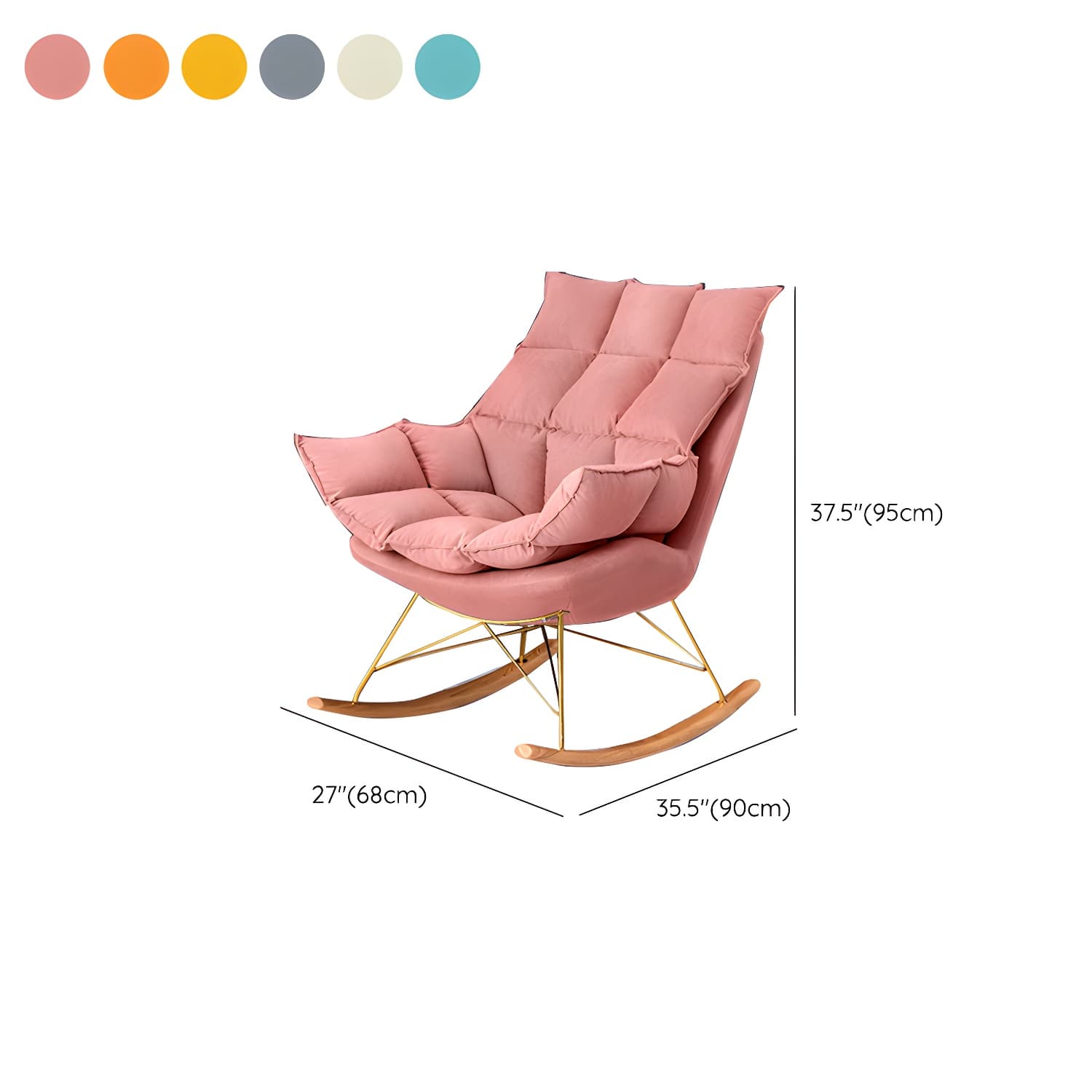 Rocking Accent Chair Upholstered Contemporary Living Room Spindle Tufted Cushions thumbnail 21