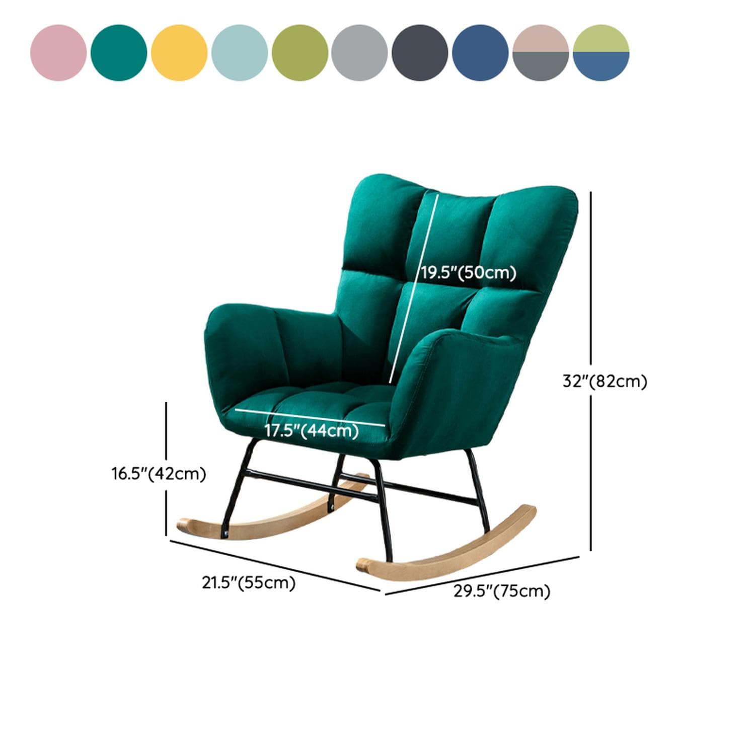 Stylish Modern Upholstered Rocking Chair with Tufted Design and Wood Legs - Support Up to 398 lbs thumbnail 19
