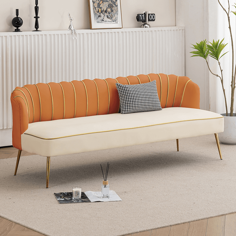 Modish Solid Color Stain Resistant Standard Sofa/Loveseat in Grey/Beige/Amber Color for 2/4-seater/3-seater with 1 Pillow thumbnail 7