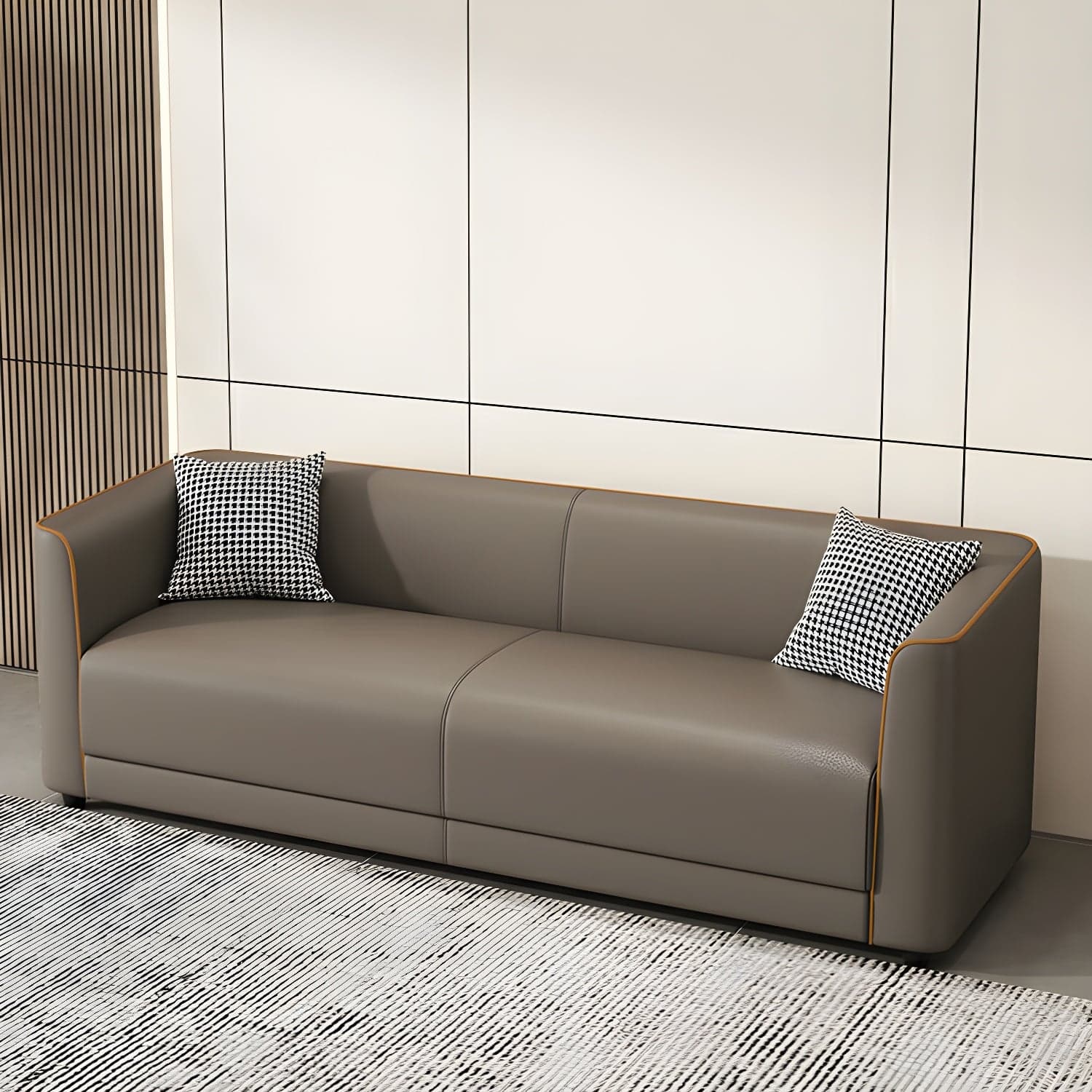 Tuxedo Arm Sofa with Tight Back 25.98" High Contemporary Faux Leather thumbnail 6