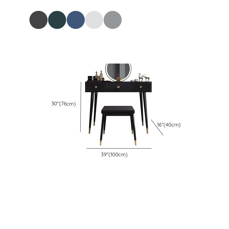 Modish Standard/Small Makeup Vanity with Solid+Engineered Wood Table Top and 3/2 Drawers thumbnail 14