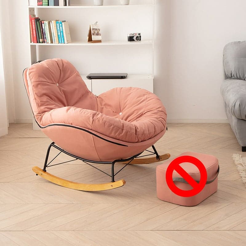 Natural Stationary Wingback Living Room Rocking Chair with Back thumbnail 3