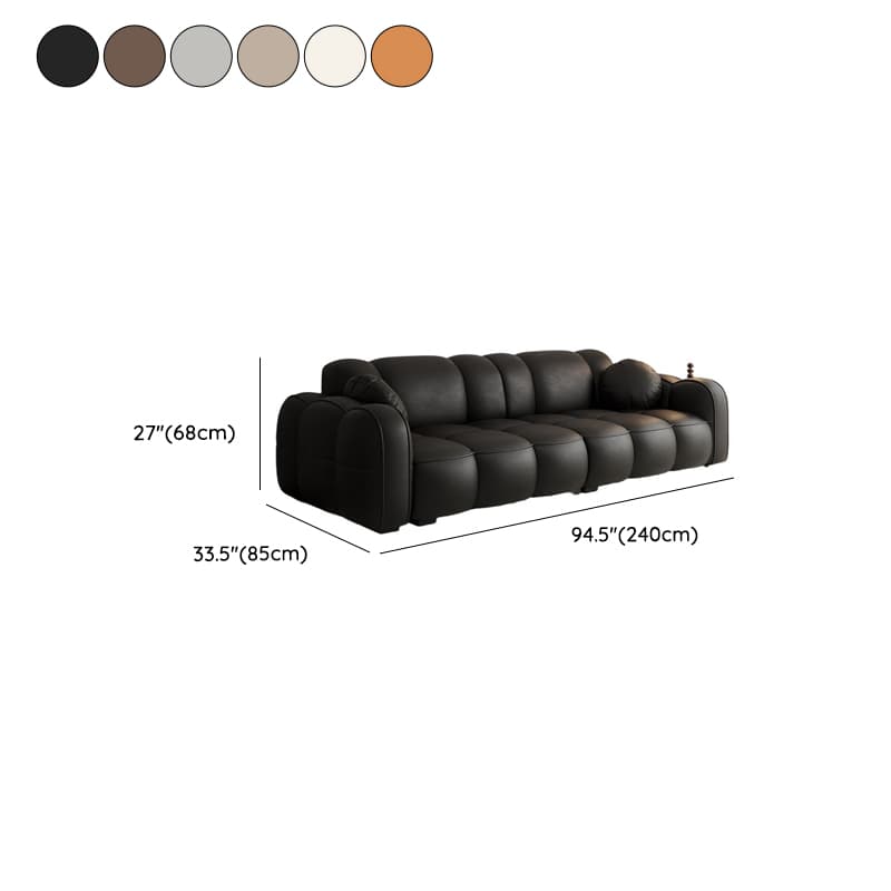 Modern Solid Color Tear Resistant Standard Sofa in Dark Grey/Light Brown/Ivory, 4-seater/3-seater with 2 Pillows thumbnail 18