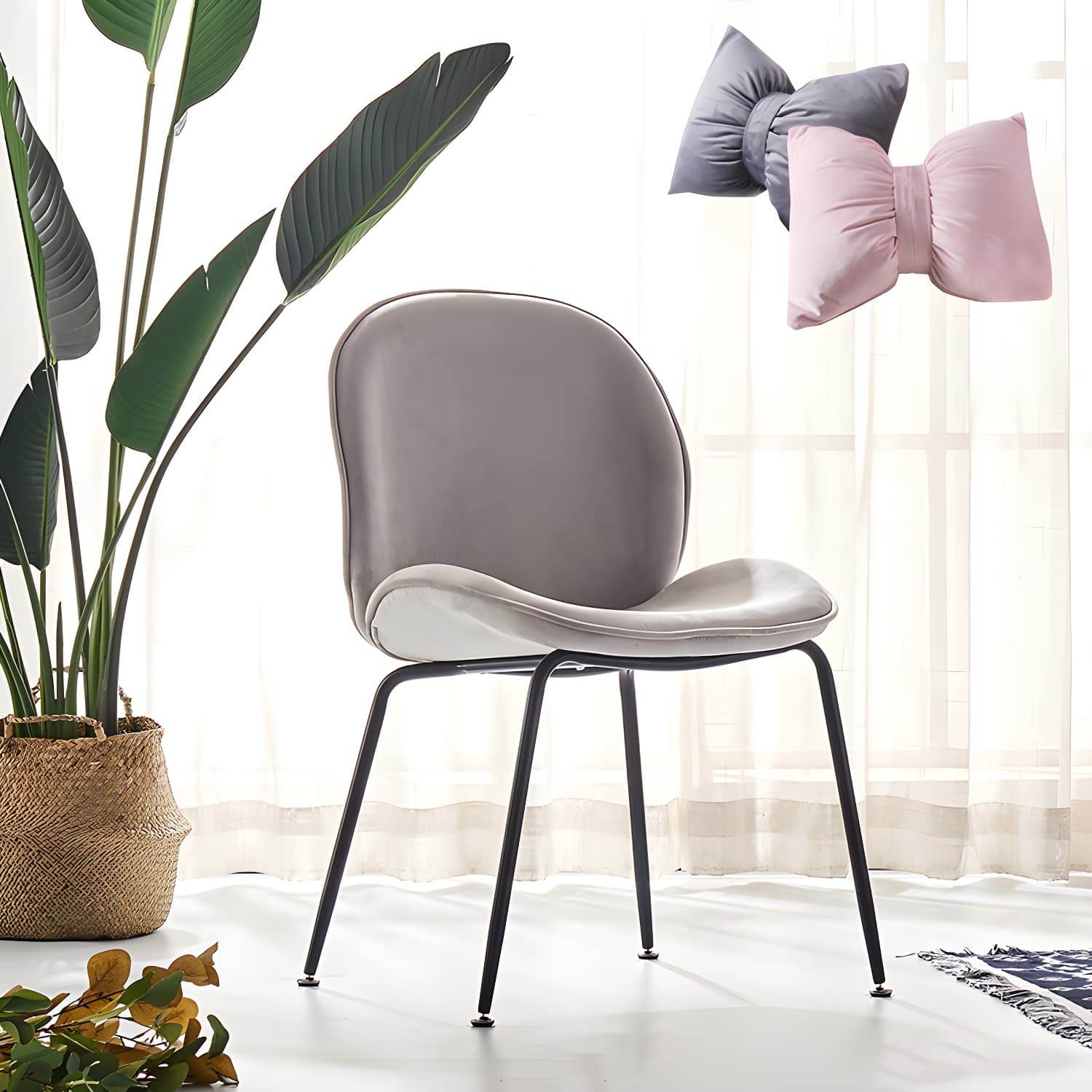 Metal Scandinavian Restaurant Side Chair Matte Finish Wingback Dining Chair thumbnail 7