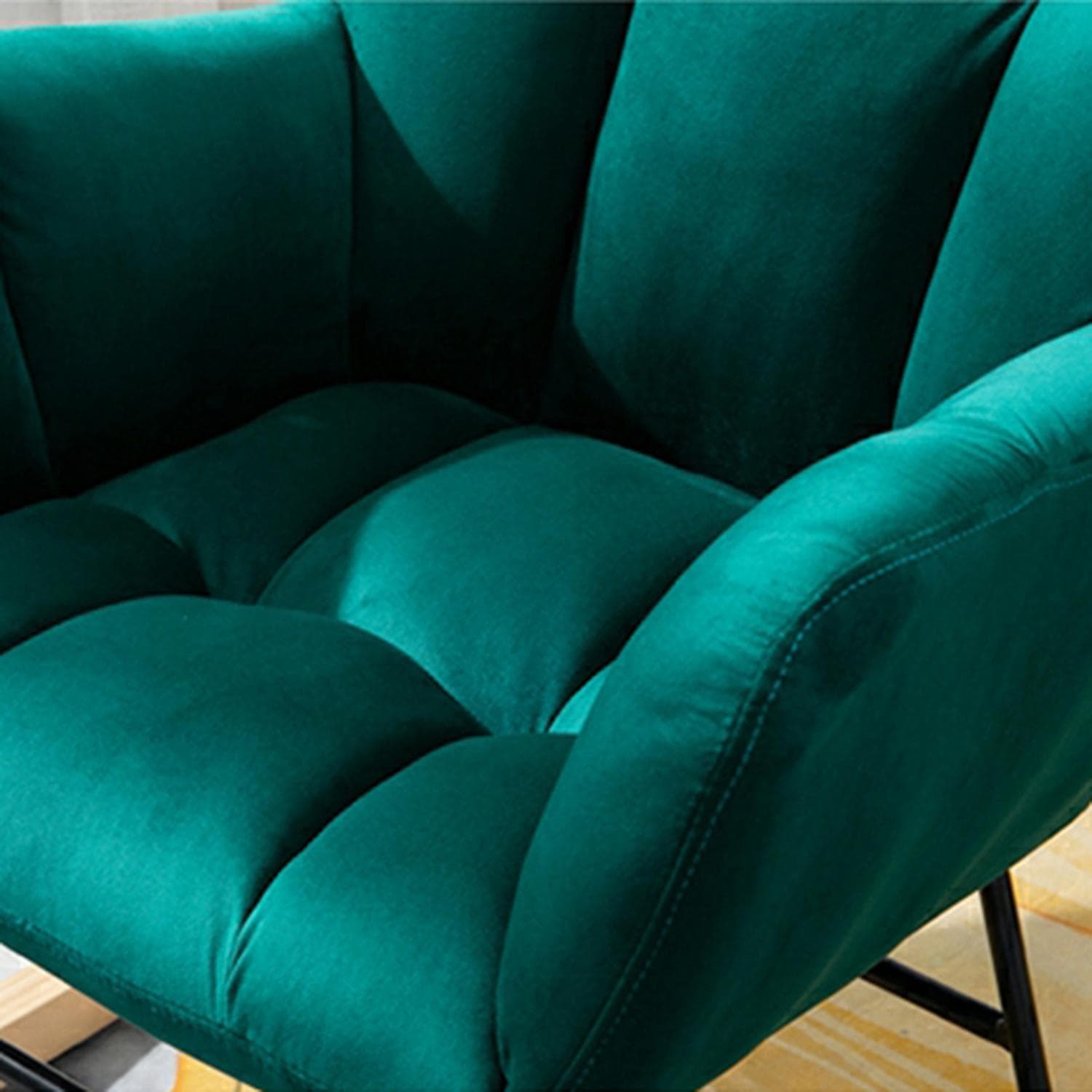 Stylish Modern Upholstered Rocking Chair with Tufted Design and Wood Legs - Support Up to 398 lbs thumbnail 17