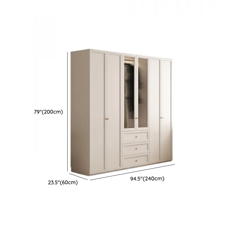 White Minimalist Laminate Wardrobe Closet with 3-Drawer, Soft Close Door, Interior Shelves, and Clothing Rod thumbnail 21