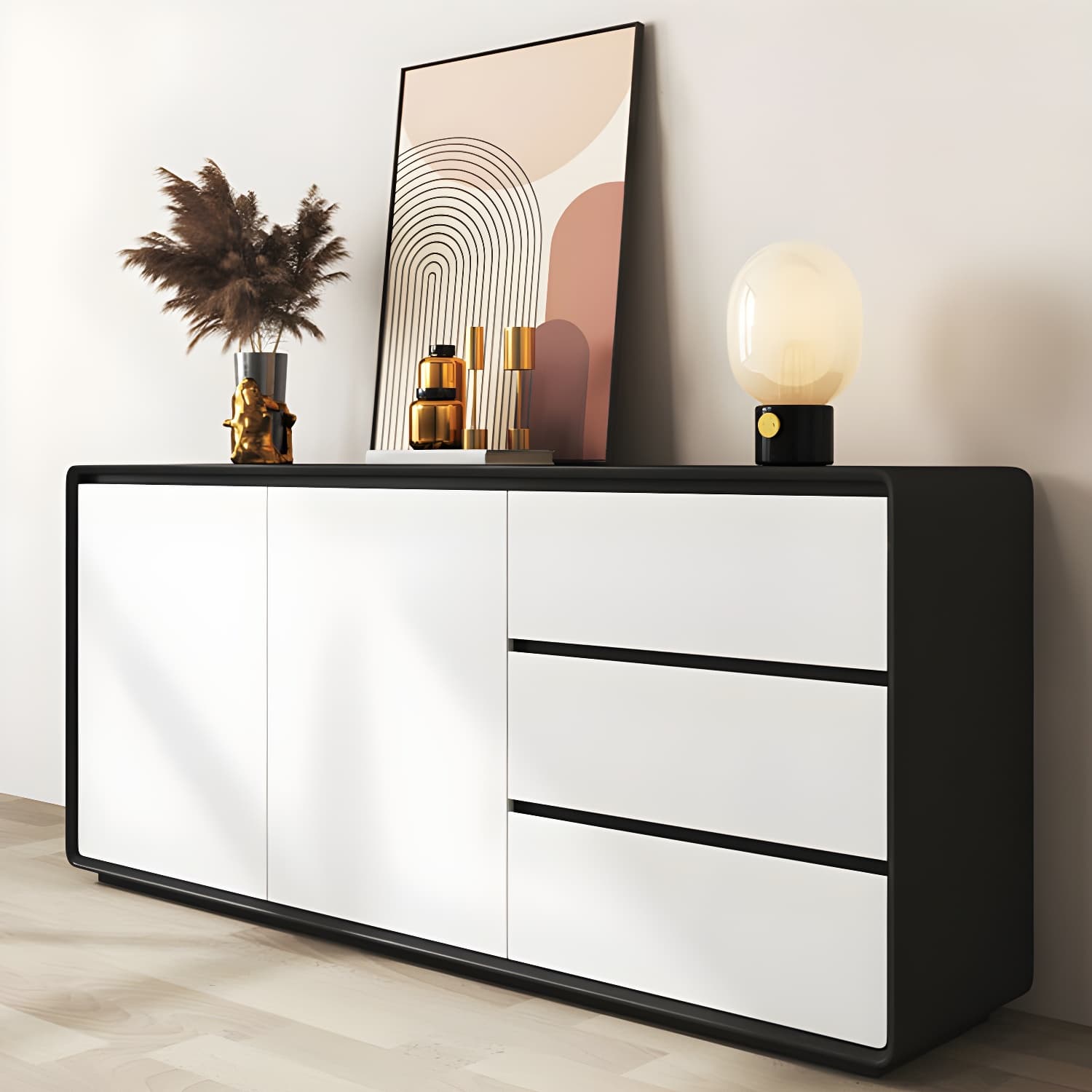 Modern and Contemporary Credenza Wood Dining Buffet with Cabinets and Drawers thumbnail 21