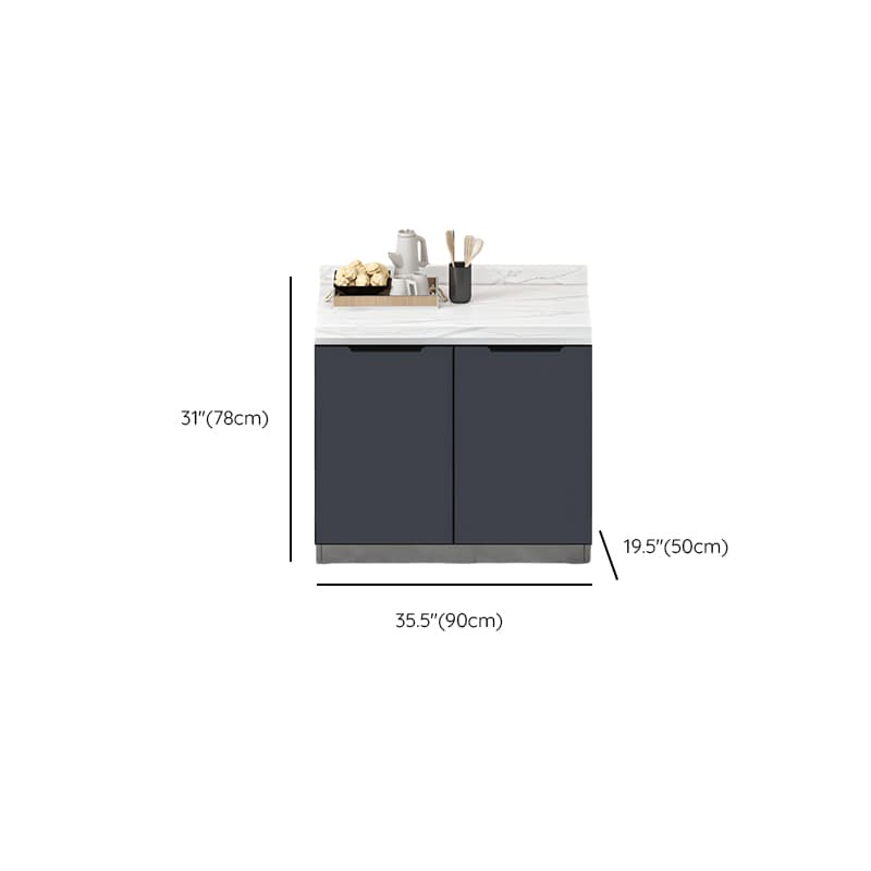 Grey Simple Sideboard with Standard/Narrow Size, 1 Shelf, Sintered Stone Countertop, and Multiple Doors Larder Storage thumbnail 5