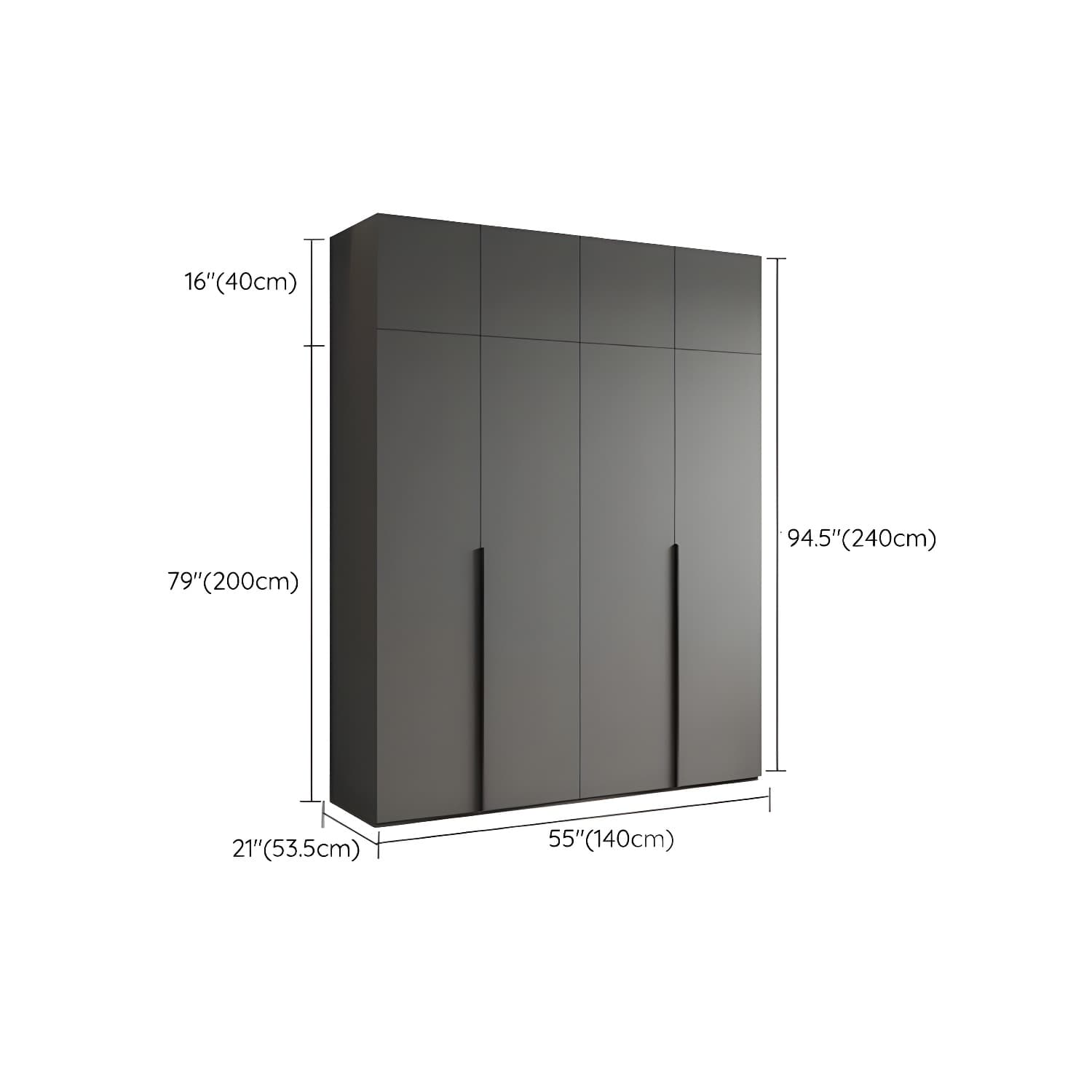 Modern Grey Wood Wardrobe Armoire with Drawers & Shelves for Ample Storage thumbnail 26