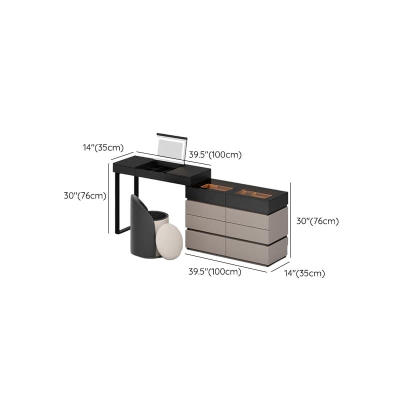 Multi-Purpose Vanity Set with 10 Drawers, Lighting, 2-in-1 Built In Makeup Vanity, Adjustable Touch and Brightness thumbnail 17