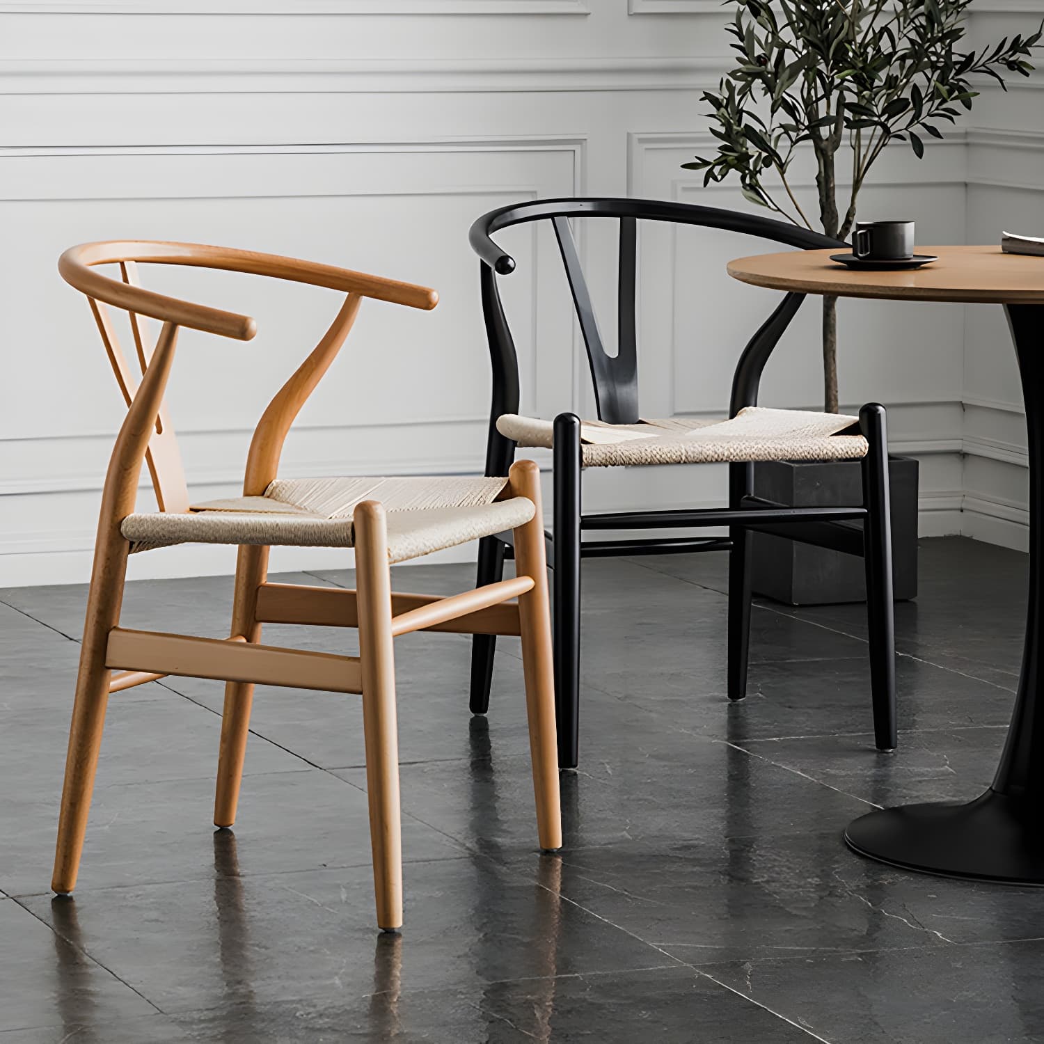 Scandinavian Style Wood Dining Chair Dining Room Wishbone Chair with Arm thumbnail 26