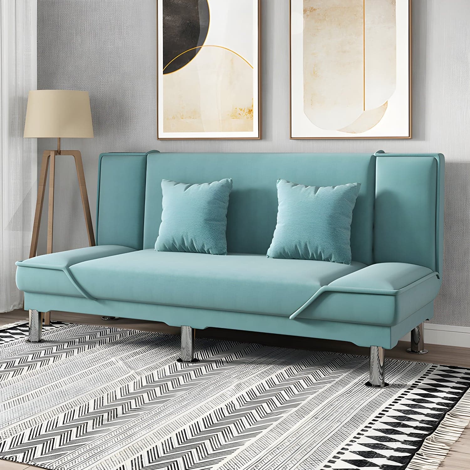 Contemporary Armless Convertible Sofa Linen Foldable Sofa for Apartment thumbnail 6