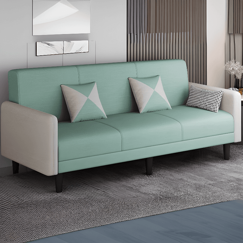 Convertible Sofa in Gray/Cerulean/Off-White with Armrest and 3 Pillows thumbnail 20