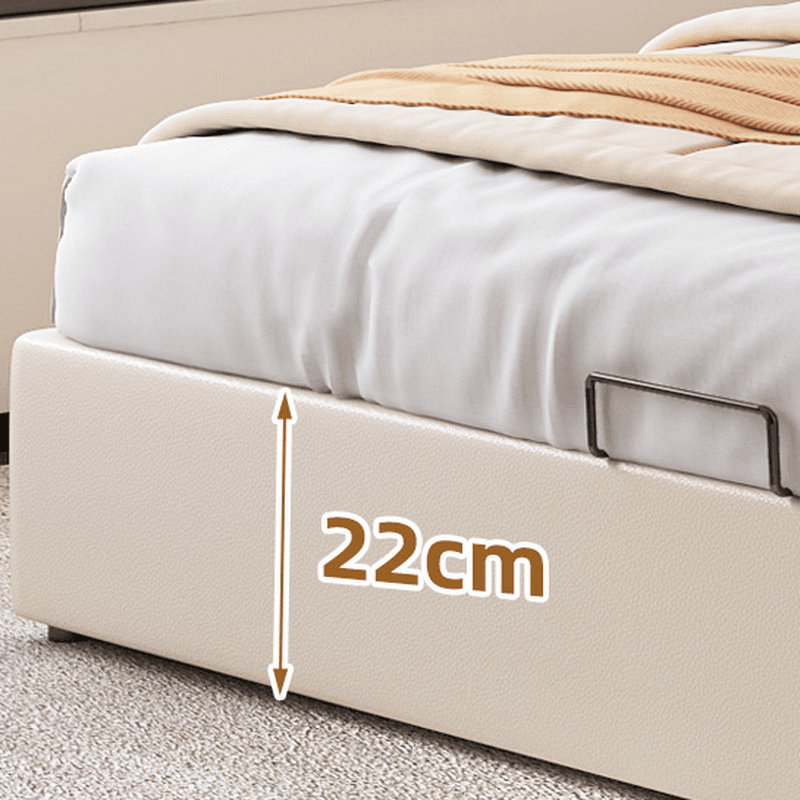 Cream Solid Color Stitch-tufted Storage Platform Bed/Storage Panel Bed with Sponge Filling Headboard Panel, 3 Storage Boxes Included/Not Included thumbnail 6