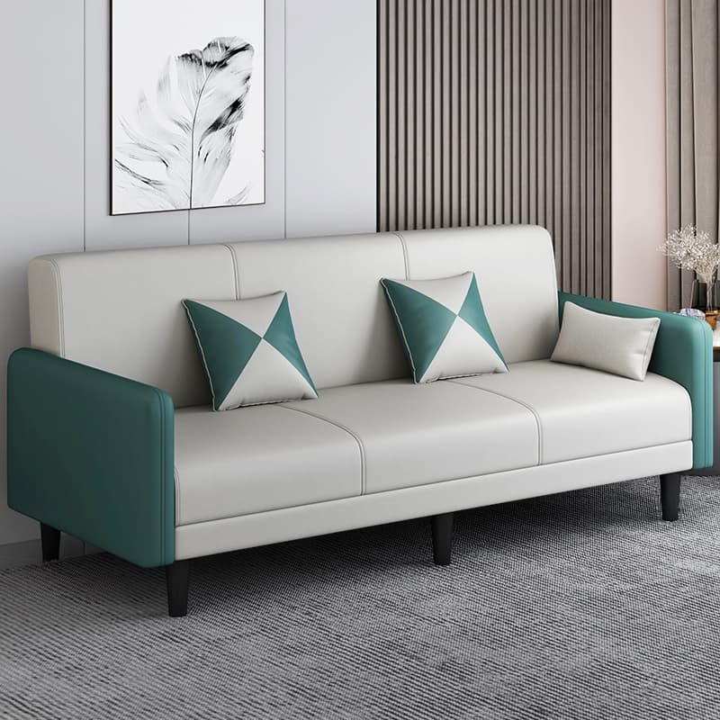 Trendy Solid Color Stain Resistant Standard Sofa in Grey/Cerulean/Beige with Arm, 4-seater/Seats 3 and 2 Pillows thumbnail 12