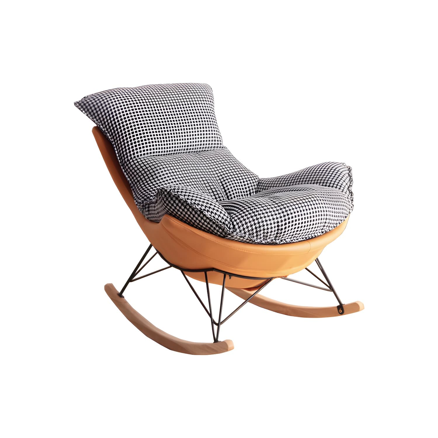 Solid Wood Rocking Chair Modern Rocker Chair with Removable Cushions thumbnail 12