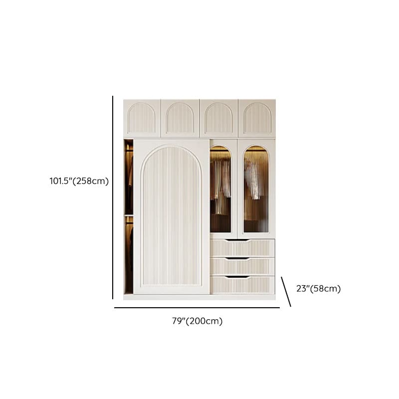 Chalk Composite Wood Cabinet Armoire with Soft Close Drawer, Specular Mirror, Soft Close Door, Interior Shelves, and Clothing Rod thumbnail 22