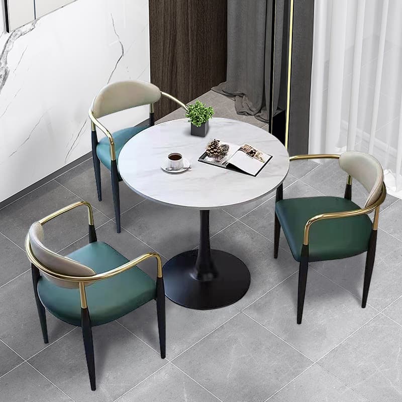 Faux Leather/Velour Upholstered Arm Chair with Arms and Black Legs in a Casual Style thumbnail 8