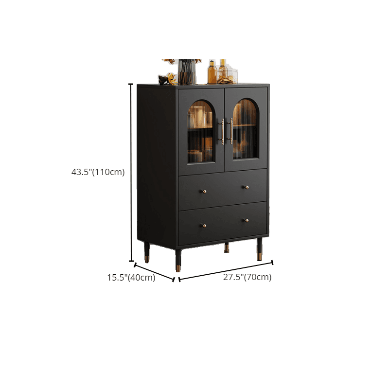 Standalone Accent Cabinet in Black with Glass Door, Alterable Shelf and Illuminating, Soft Close Drawer and 1 Cabinet/2 Cabinets in a Casual Style thumbnail 16