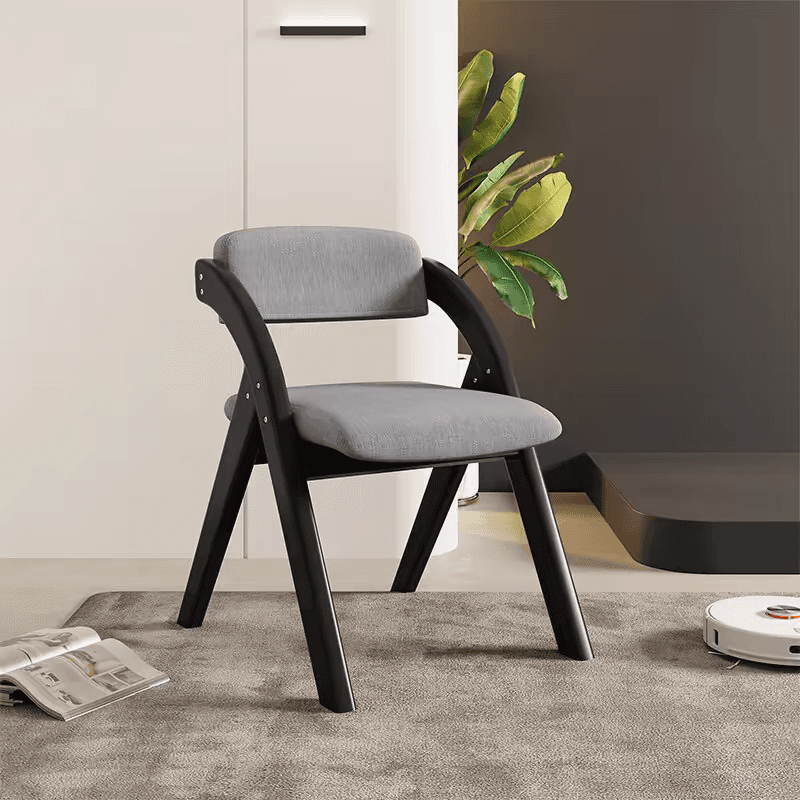 Casual Collapsible Side Chair with Midnight Black/Walnut/Wood Grain Rubberwood Legs and Upholstered Uncovered Back thumbnail 4