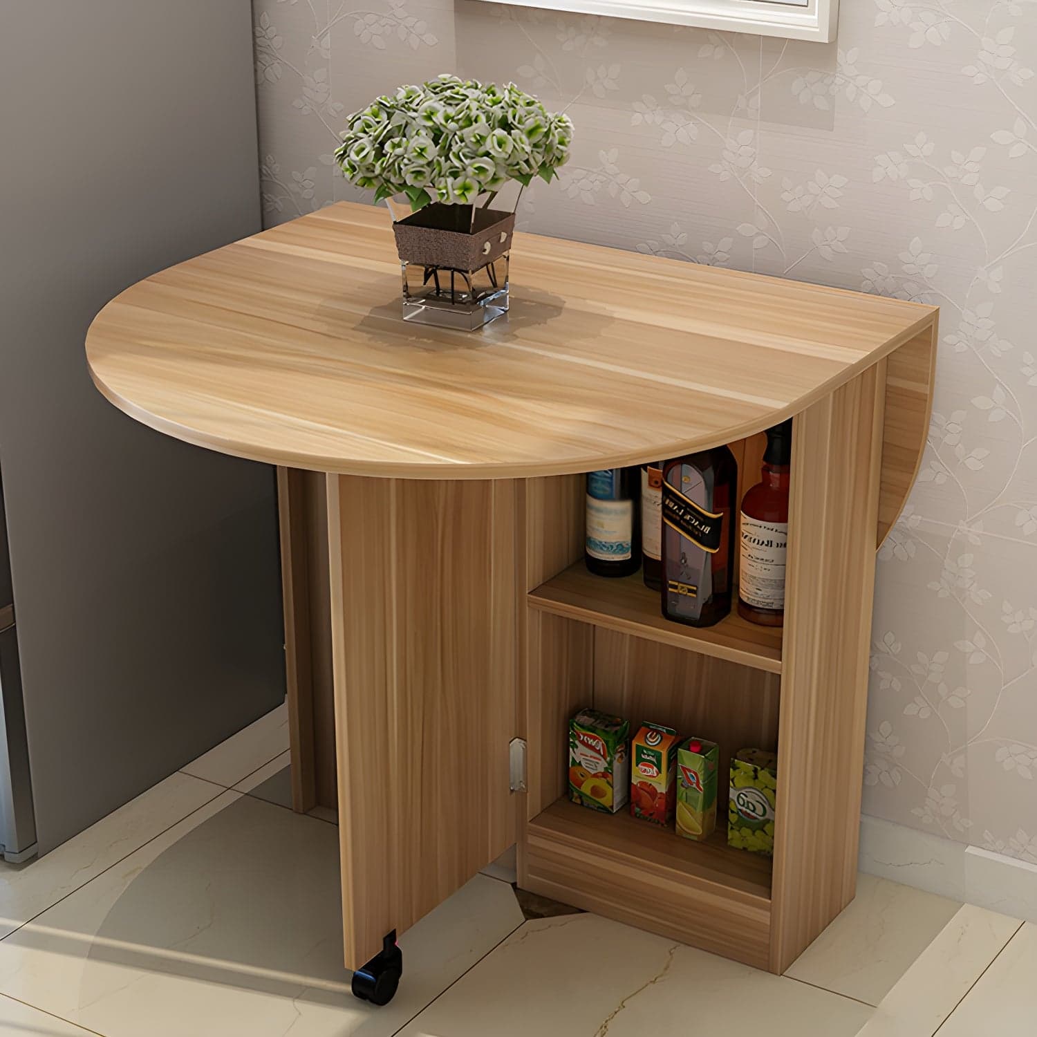 Solid Wood Mid-Century Modern Table Oval Solid Wood Top Table with Drop Leaf thumbnail 11