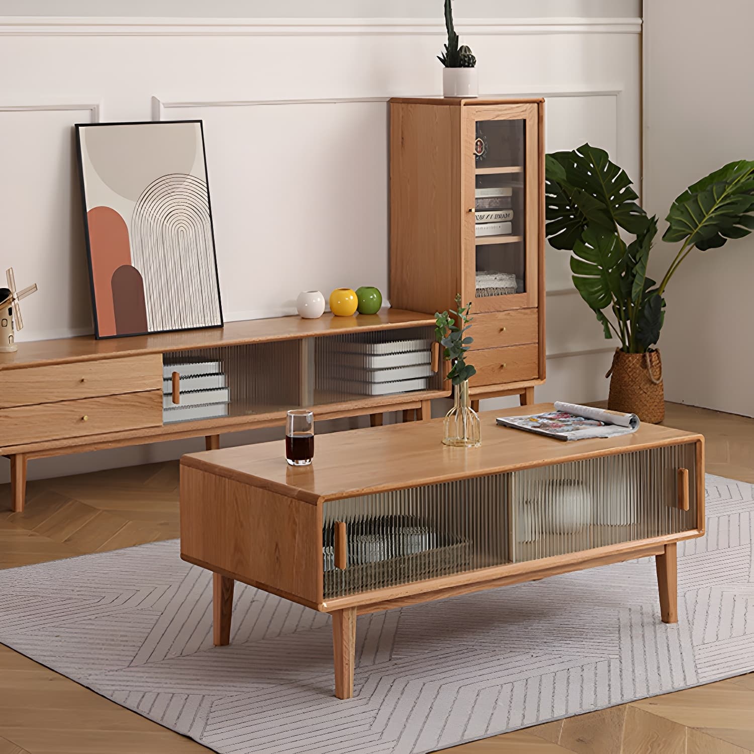 Scandinavian TV Stand with Low Height and the Cabinet Storage thumbnail 13