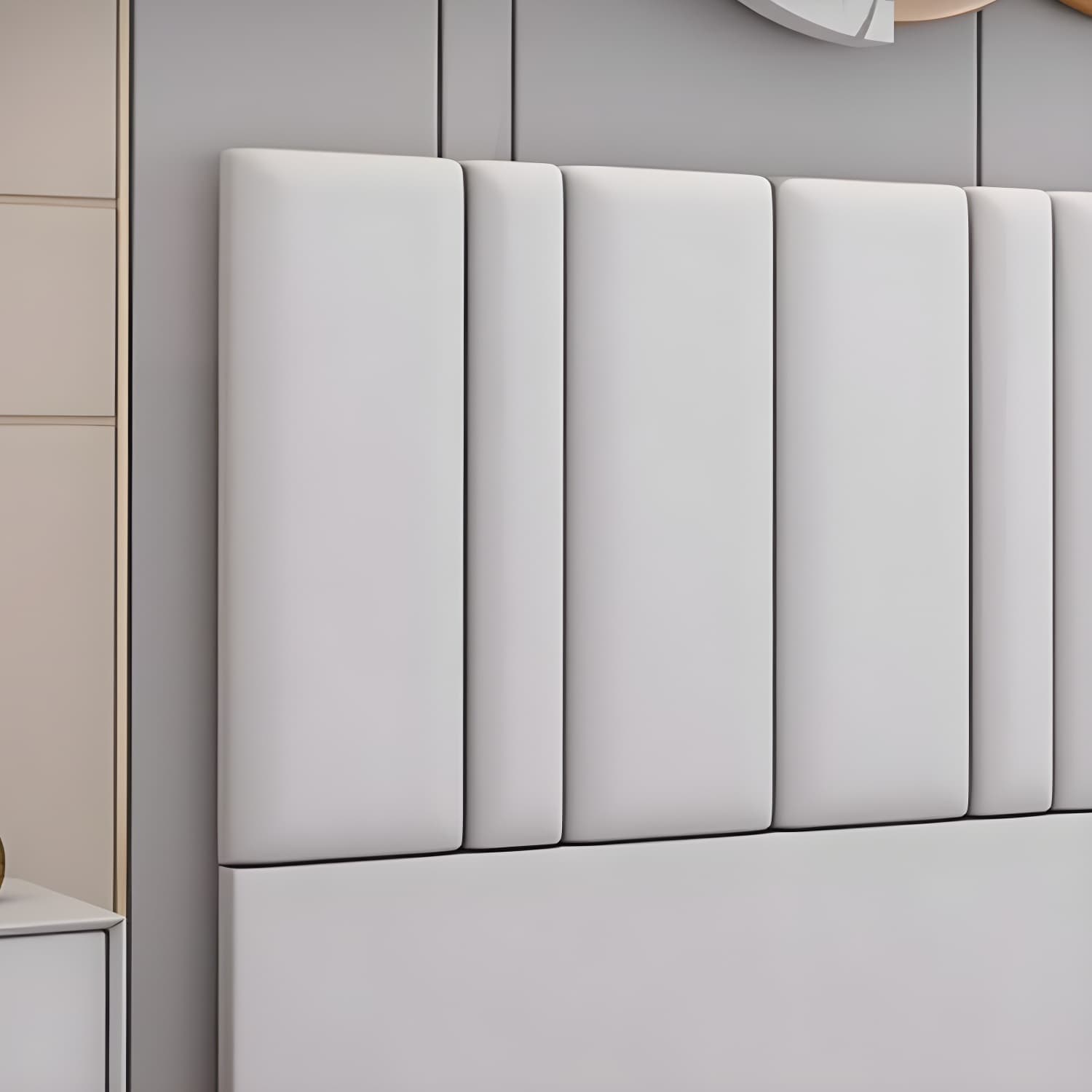 Stylish Upholstered Panel Headboard with Wood Legs and Modern Rectangular Design thumbnail 9