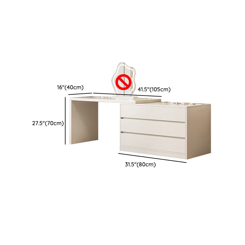 Chalk Modish Wood Makeup Vanity with Standard Length and Non-Upholstered Chair(s) thumbnail 17