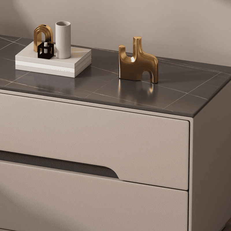 Minimalist Bedside Cabinet Nightstand with 2 Drawers and Stone Countertop thumbnail 13