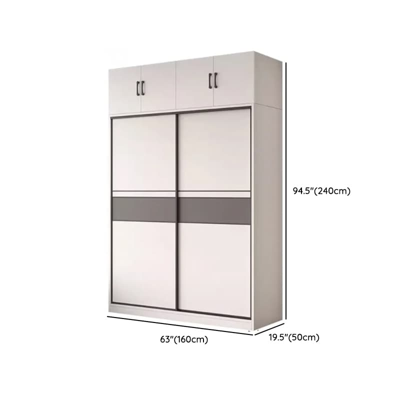 White Minimalist Manufactured Wood Wardrobe Closet with Interior Shelves and Clothing Rod thumbnail 22