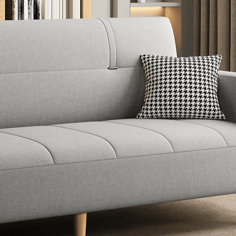 Trendy Solid Color Convertible Sofa in Light Gray/Butter Color/Coffee with Arm, 4-seater/Seats 3/2 People, Receptacle Storage, and 2 Pillows thumbnail 13