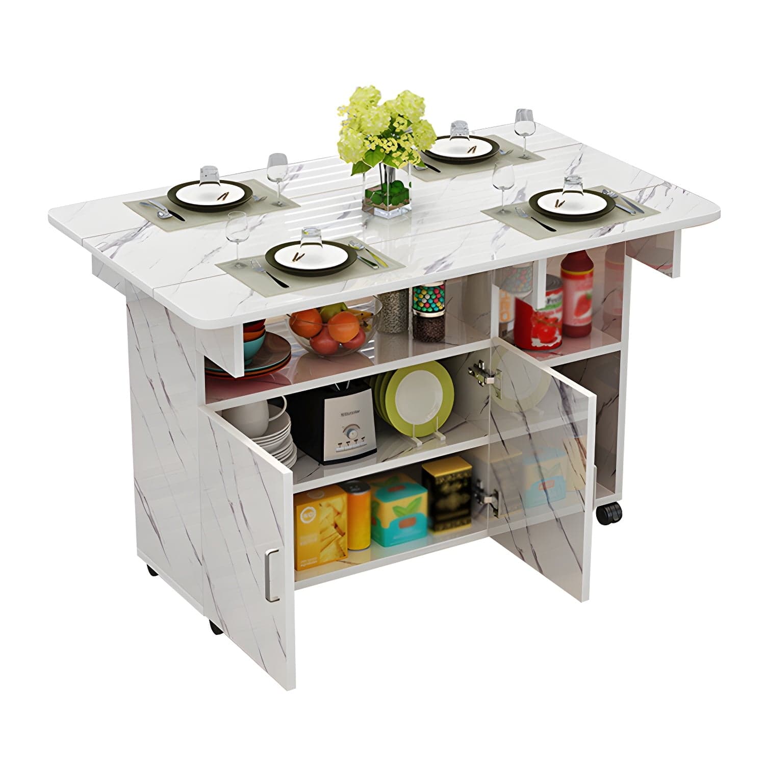Manufactured Wood Contemporary Table Rectangular Wood Top Table with Drop Leaf thumbnail 6