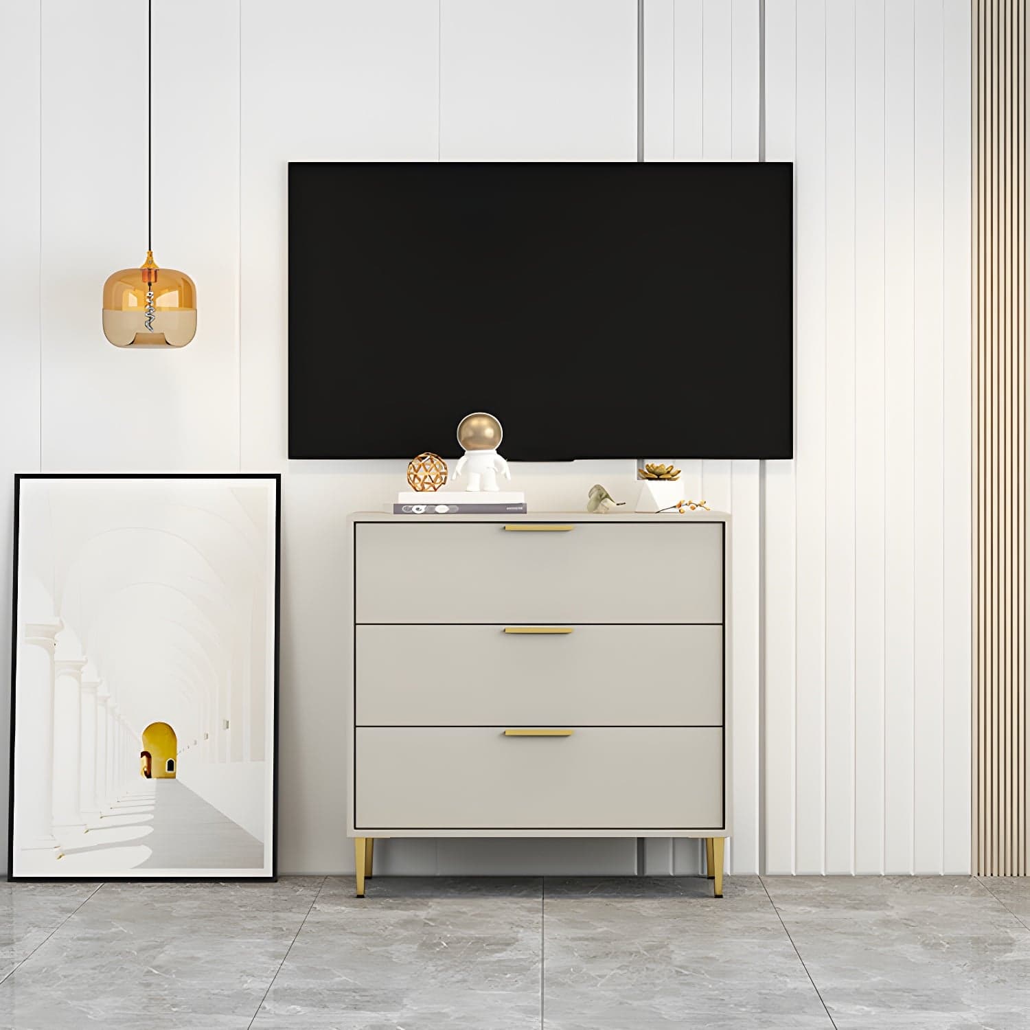 Modern Horizontal Storage Chest Dresser Wooden Storage Chest with Drawers thumbnail 3