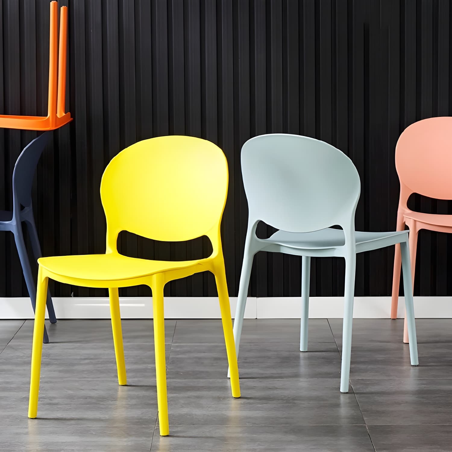Plastic Open Back Dining Chair Indoor-Outdoor Stackable Side Chair thumbnail 10