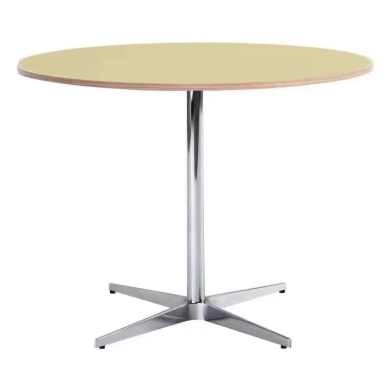 Trendy Orbicular Dining Table with Timber Top, Fixed Table Mechanism in Cerulean/Green/Apricot Color thumbnail 3