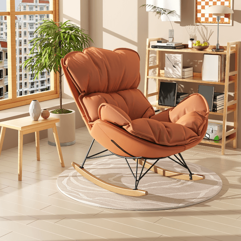 Stationary Rocking Chair with Flared Arm and Rear Support thumbnail 9