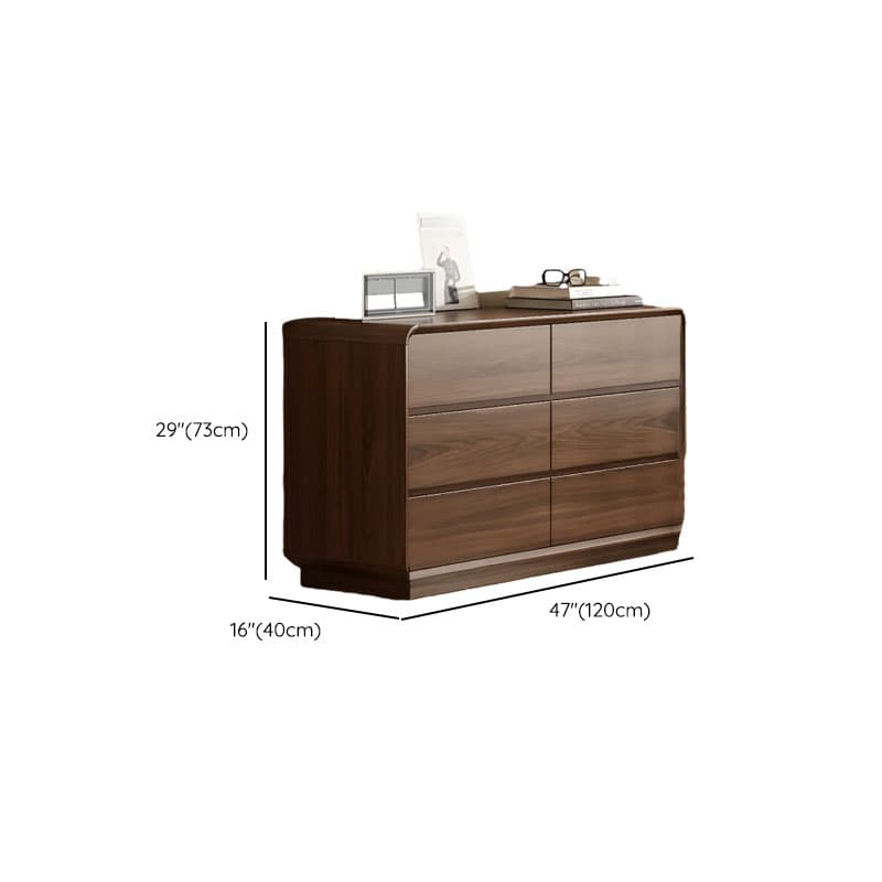 Cocoa Retro Rubberwood Semainier for Sleeping Quarters with 6 Drawers Horizontal thumbnail 7