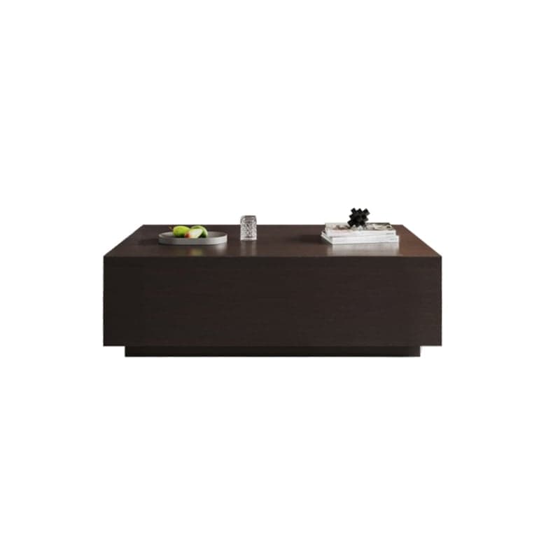 Solid Oak Wood Square Accent Table with 2 Drawers for Living Room thumbnail 2