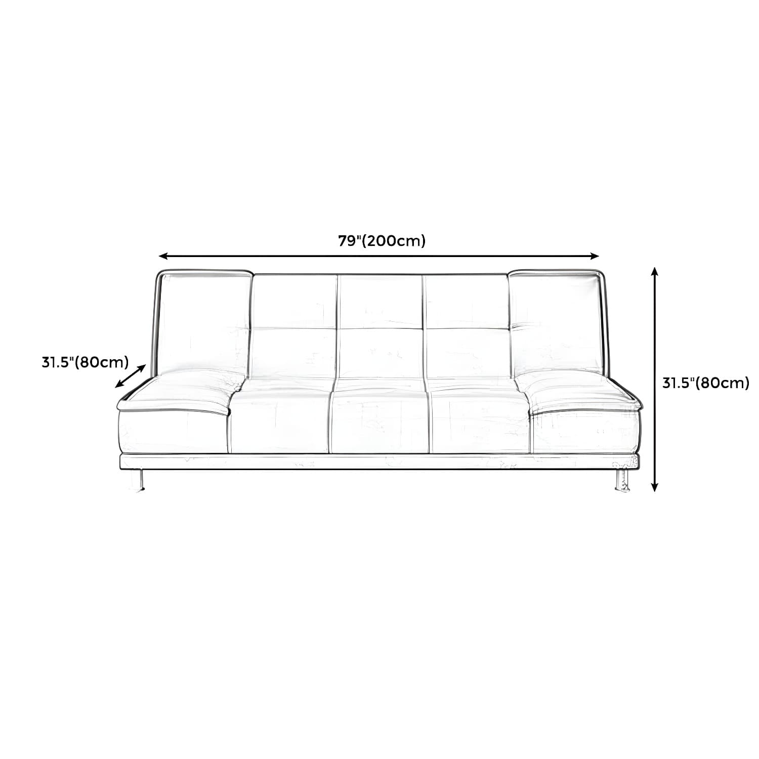 75"Modern Minimalist Armless Foldable Sleeper Leather Settee thumbnail 18