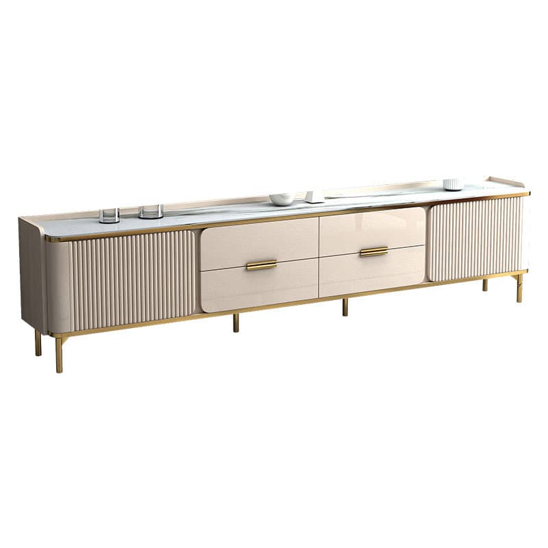 Chalk Art Deco Sintered Stone TV Stand for Sitting Room with 4/3 Drawers, 2 Cabinets, and Gate Doors thumbnail 7