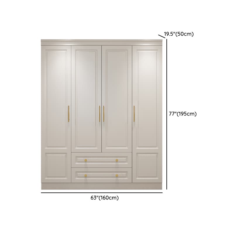 White Minimalist Lumber Wardrobe Closet with Soft Close Drawer, Soft Close Door, Interior Shelves, and Clothing Rod thumbnail 12